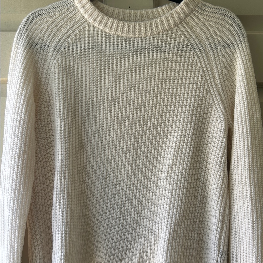 Jenni Kayne Cream Ribbed Crewneck Sweater